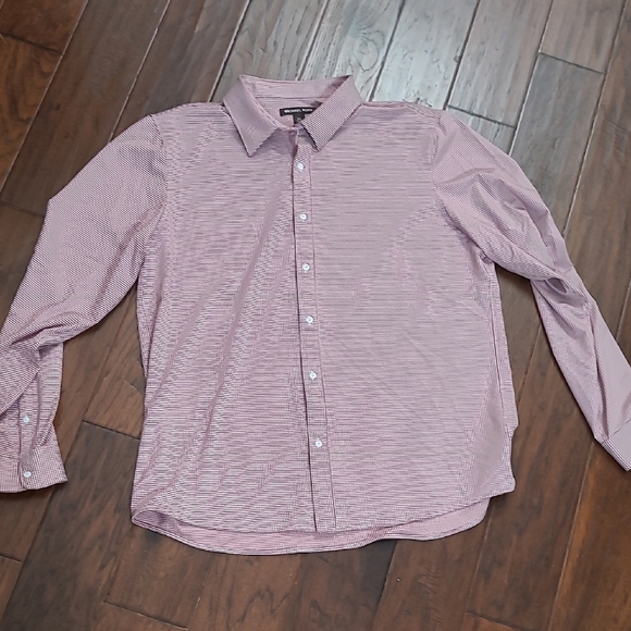 Michael Kors Cranberry & Creamy White Plaid Button Down Shirt size XXL SLIM - Picture 1 of 7